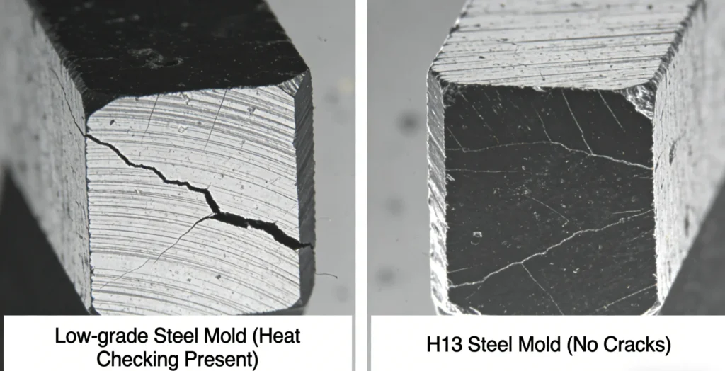 H13 steel vs low-grade steel for aluminum die casting tooling - heat checking prevention